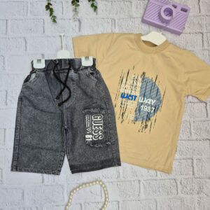 تیشرت و شلوارک پسرانه با شلوارک جین | لباس بچگانه تابستانی
