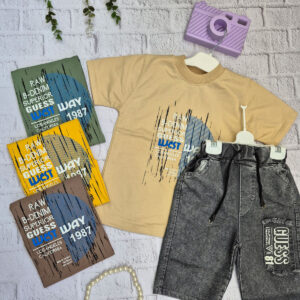 تیشرت و شلوارک پسرانه با شلوارک جین | لباس بچگانه تابستانی - Image 2